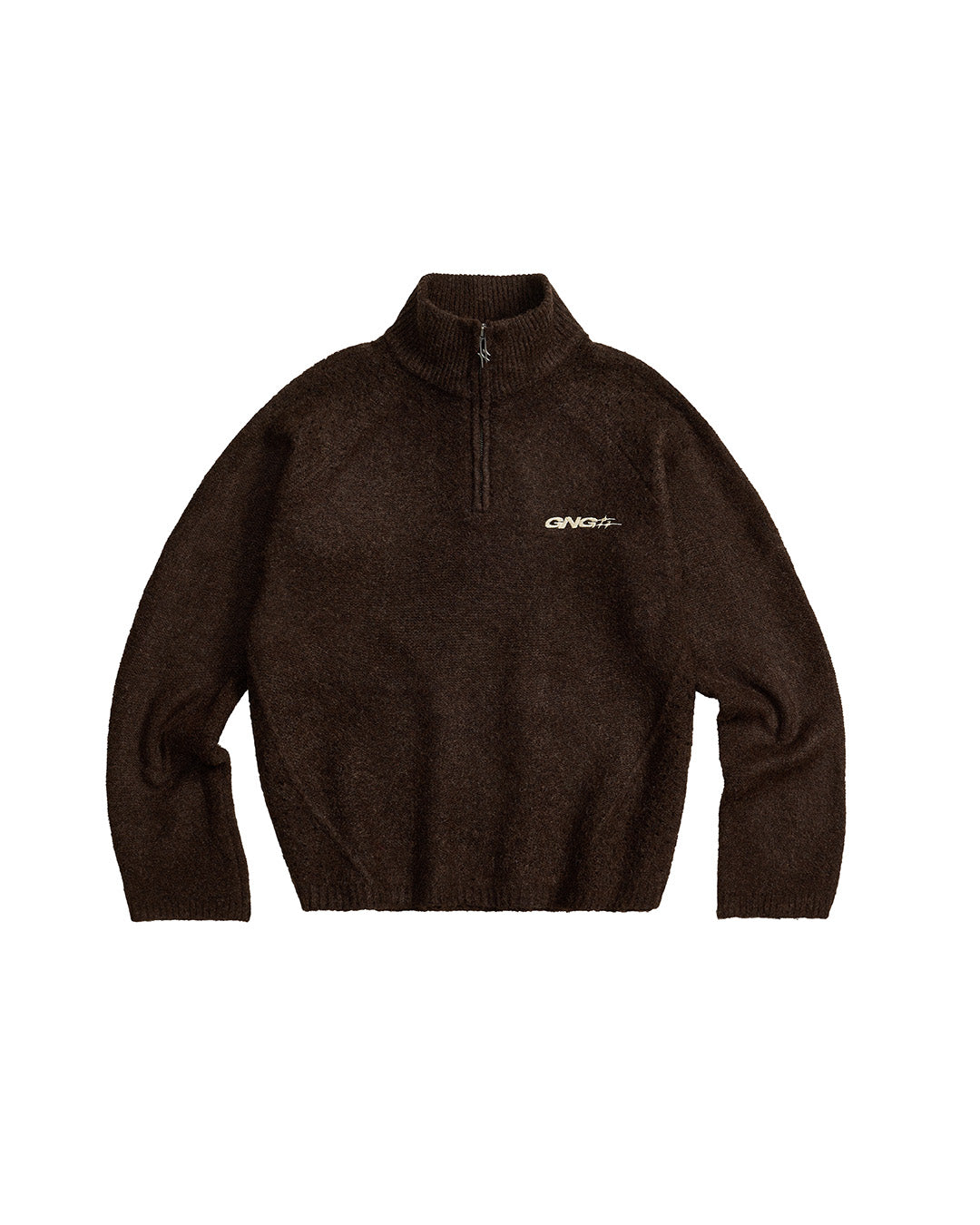 ROSALES KNIT HALFZIP BROWN
