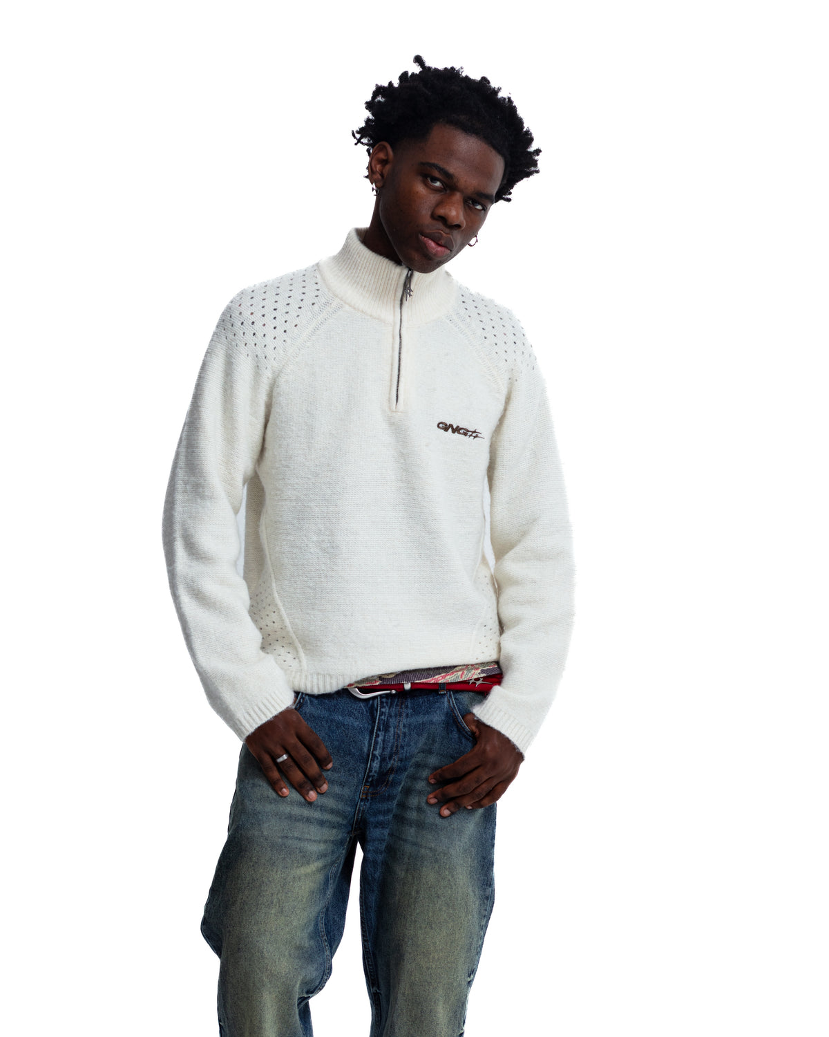ROSALES KNIT HALFZIP OFF-WHITE