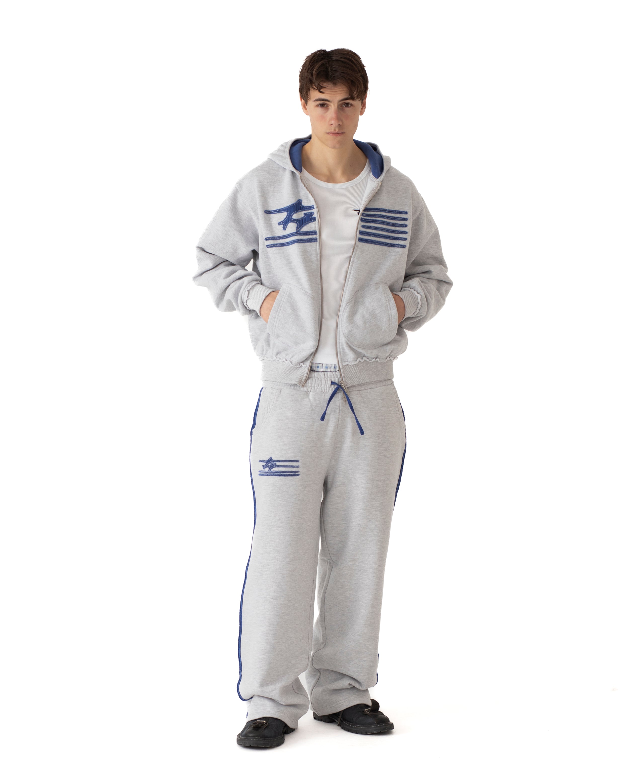 FLAG ZIPPER GREY MELANGE