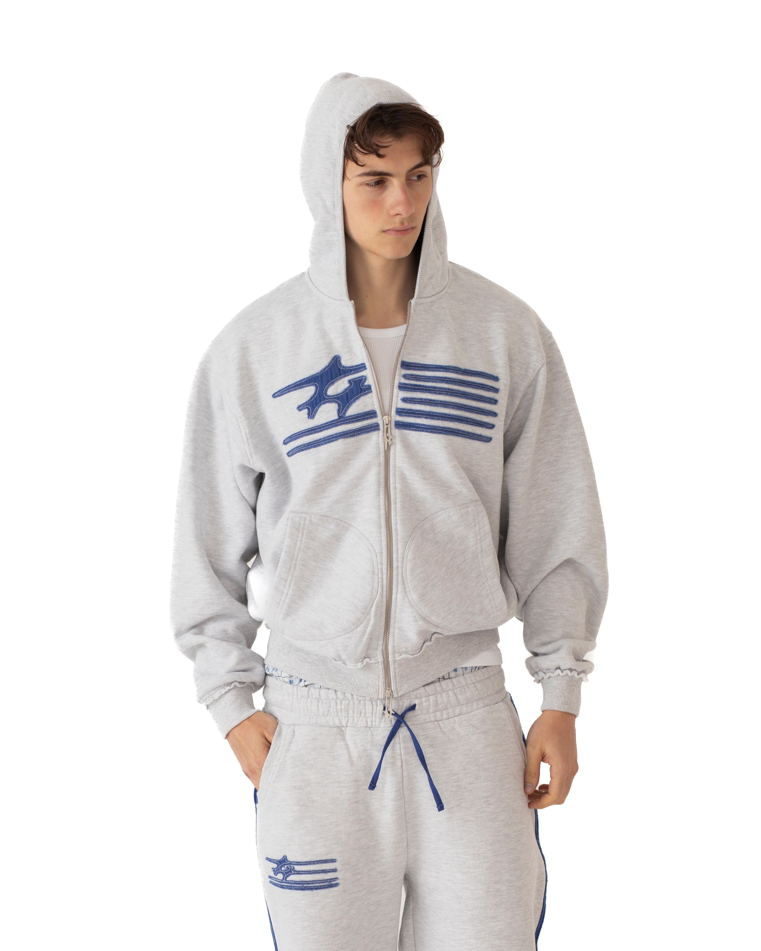 FLAG ZIPPER GREY MELANGE