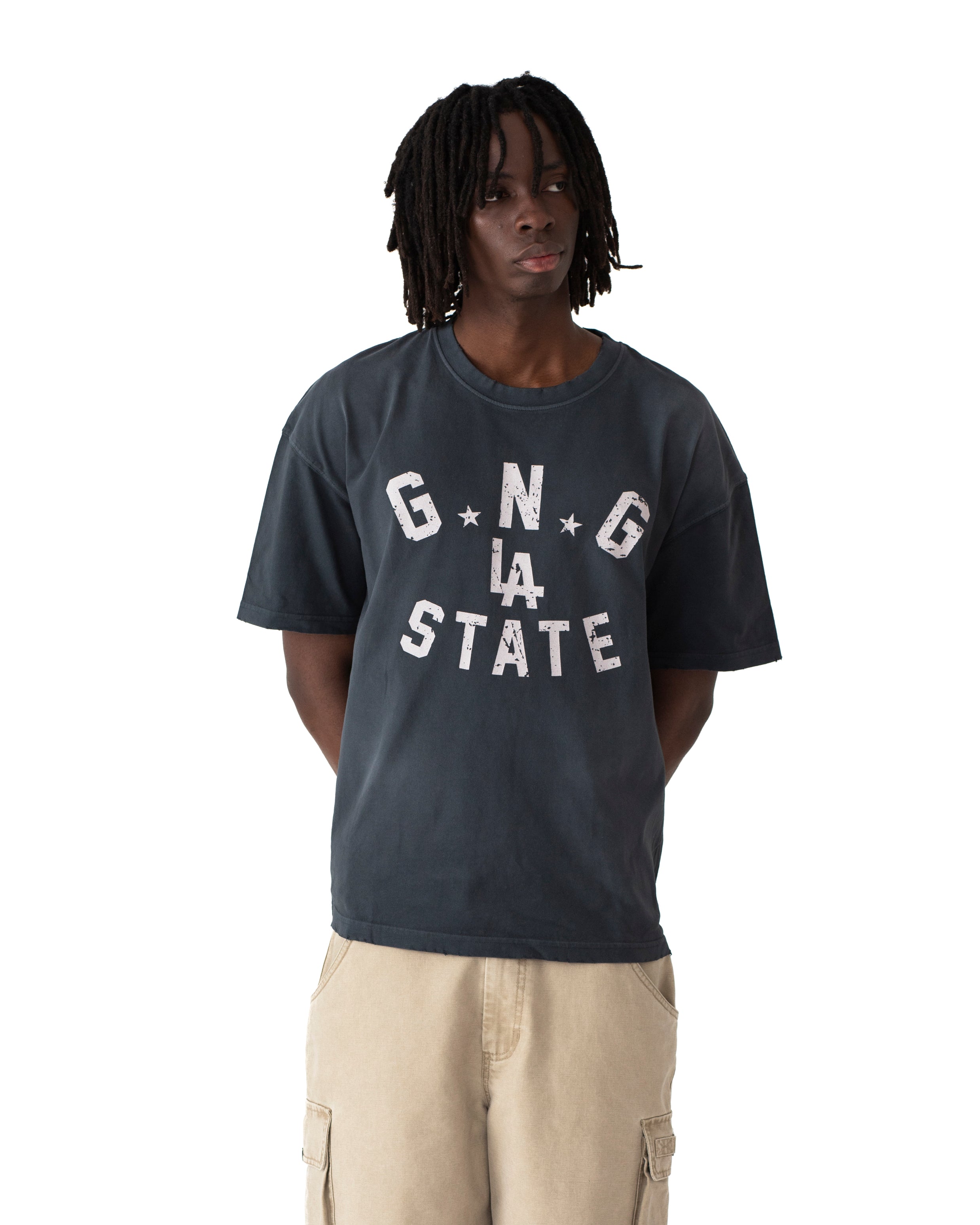 LA STATE TEE FADED BLACK