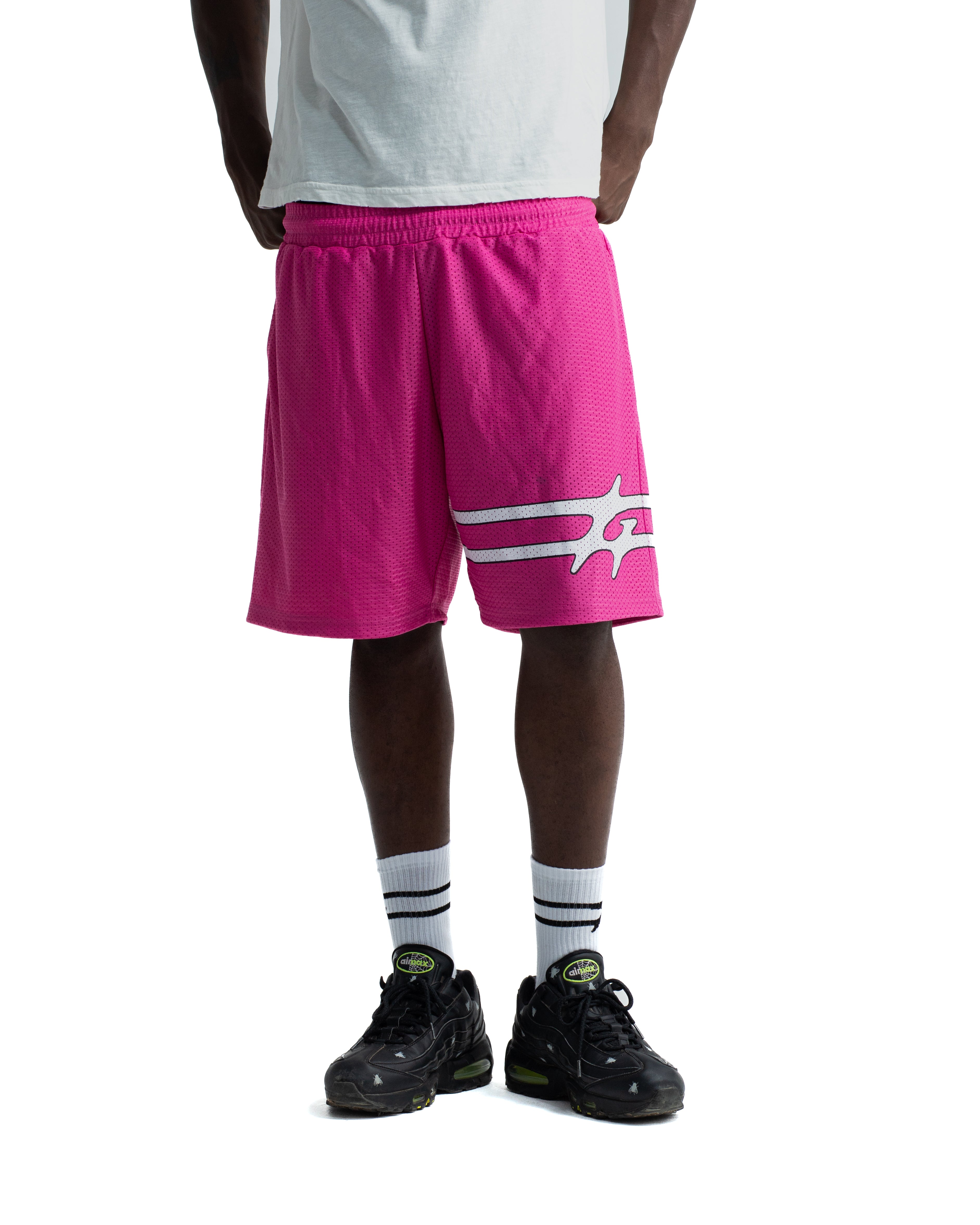 LOGO MESH SHORTS FUCSIA