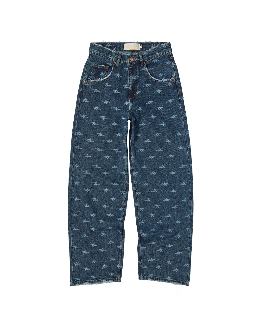 LASER LOGO WIDE LEG DENIM PANTS
