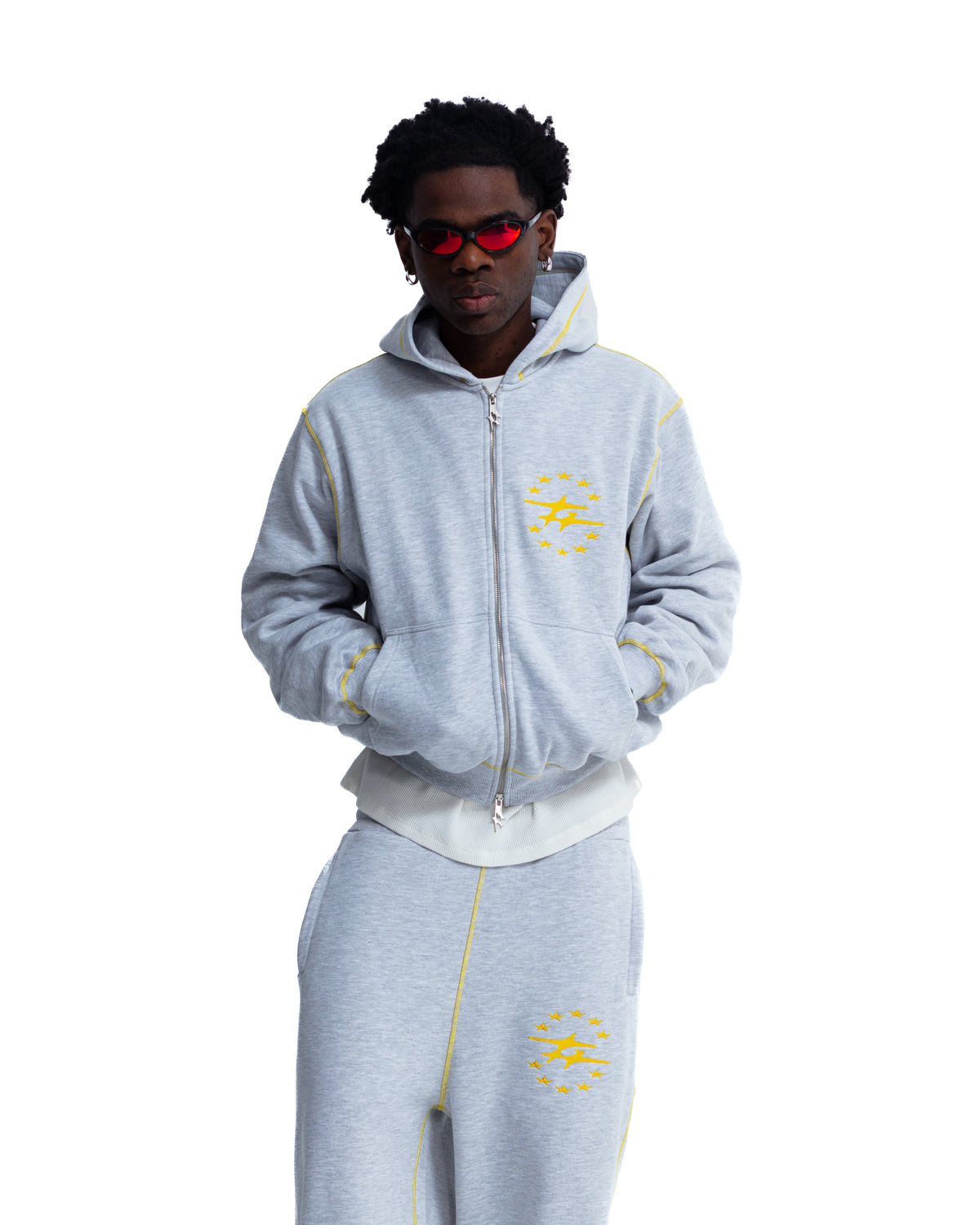 FLATLOCK ZIPPER GREY MELANGE