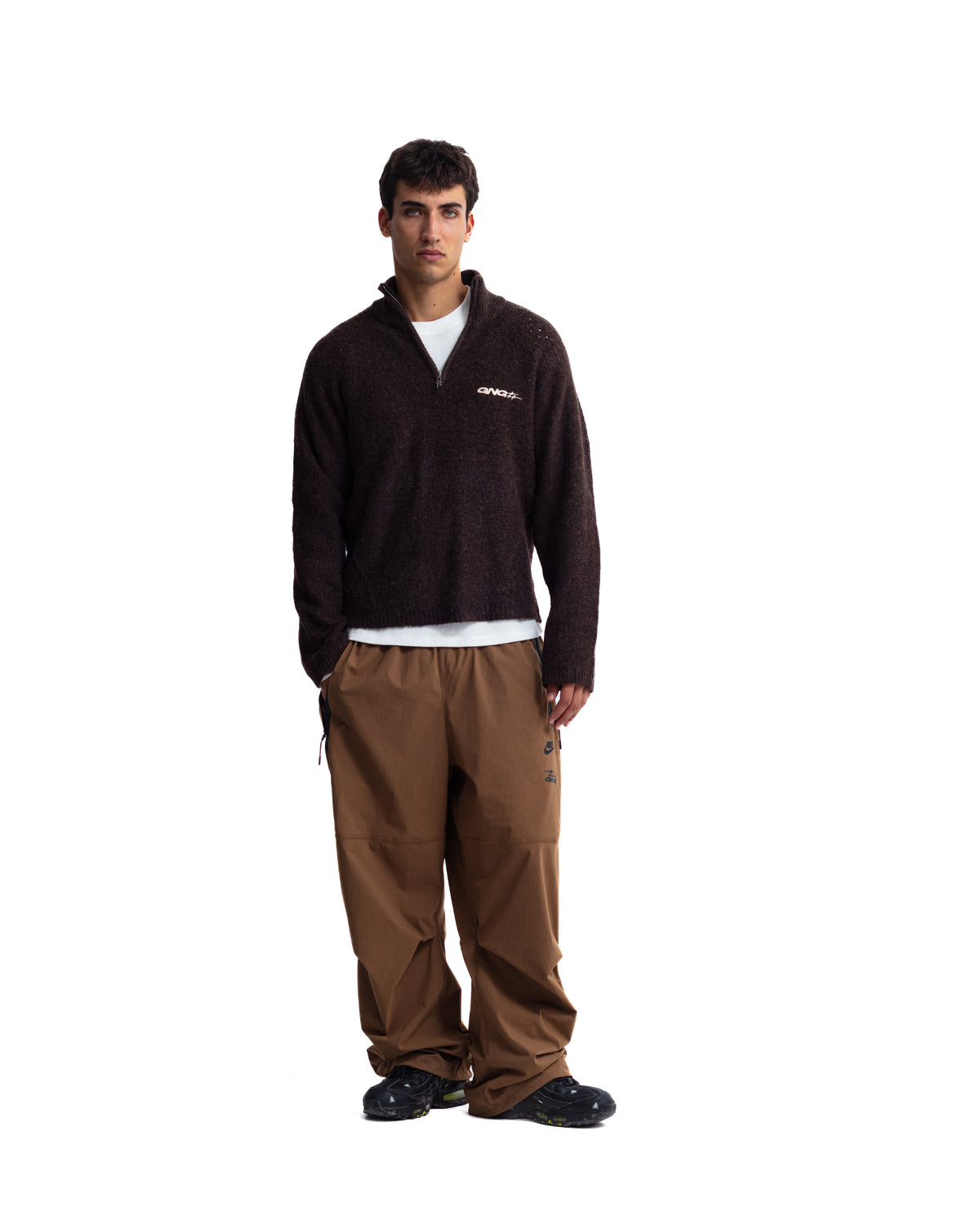 ROSALES KNIT HALFZIP BROWN