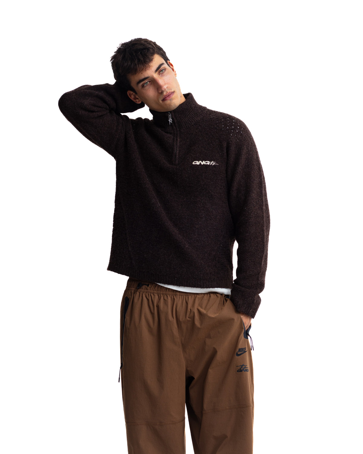 ROSALES KNIT HALFZIP BROWN