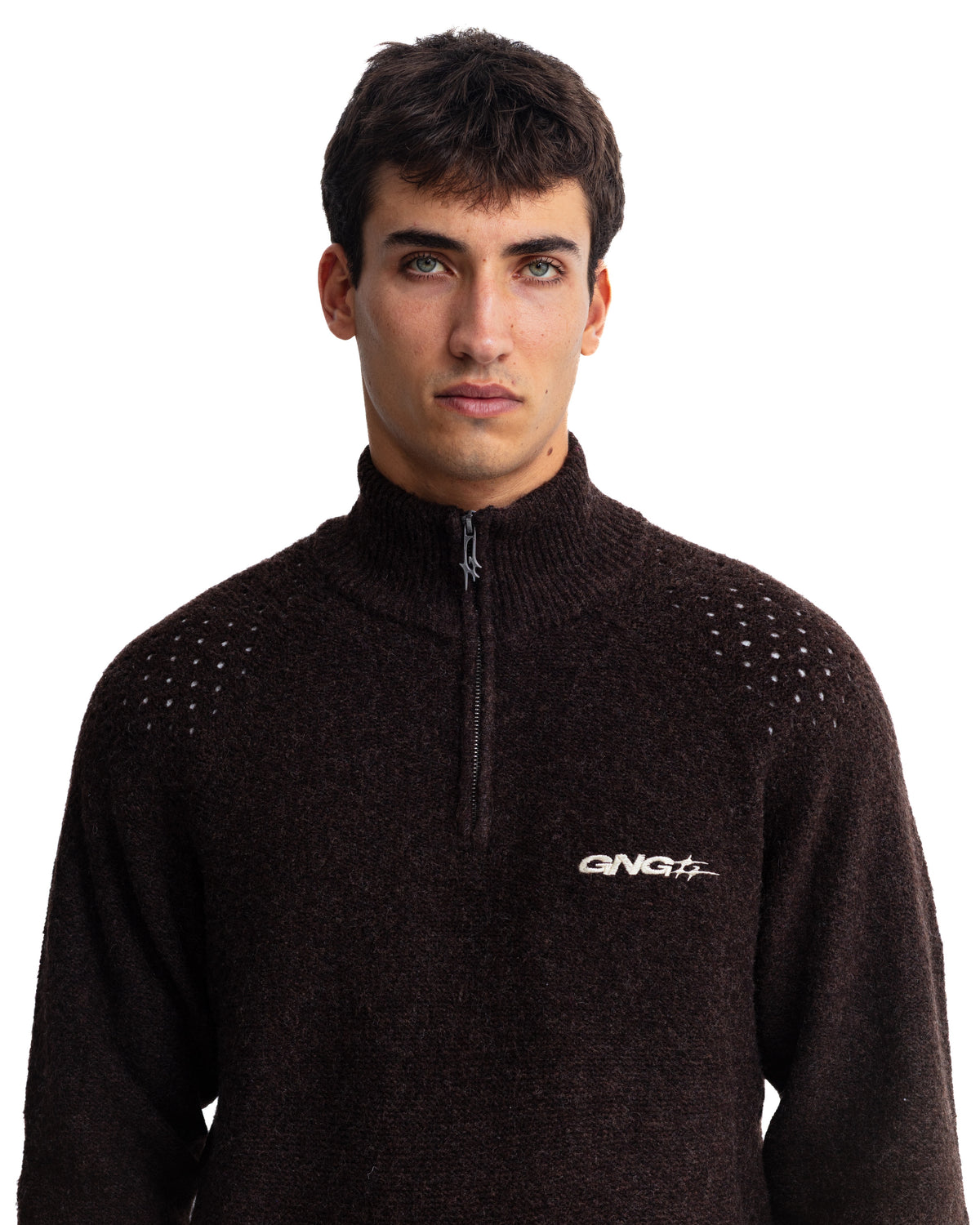 ROSALES KNIT HALFZIP BROWN