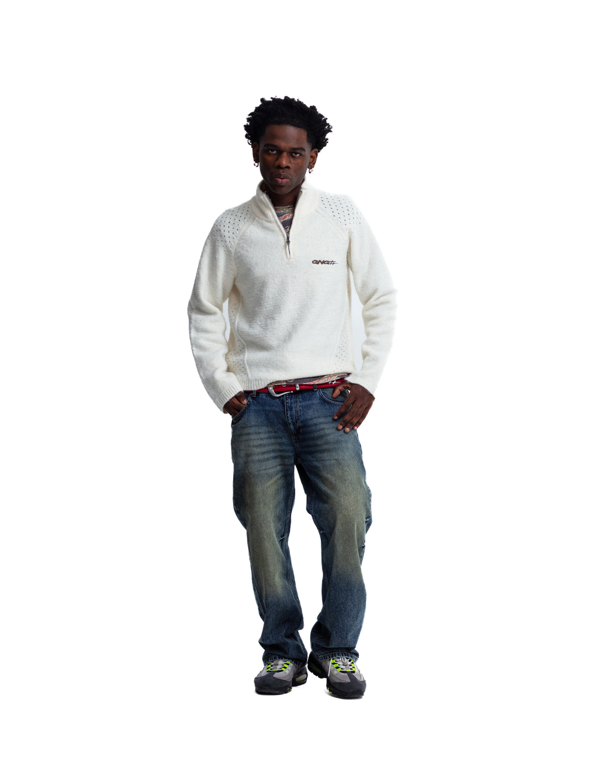 ROSALES KNIT HALFZIP OFF-WHITE