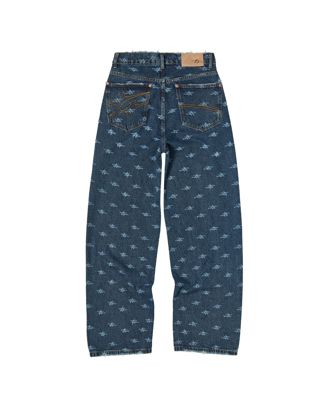 LASER LOGO WIDE LEG DENIM PANTS
